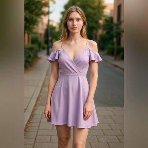 Elegant Lavender Ruffle Mini Dress Sz small
